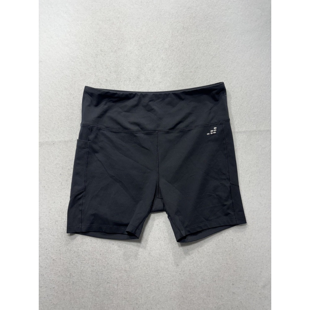 BCG Biker Shorts Womens XL Black High Rise 7" Inseam Pockets Stretch Athletic